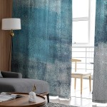 Semi Sheer Curtains 63 Inches Long for Bedroom Living Room Decor,2 Panels Thermal Insulated Grommet Window Curtain,Abstract Turquoise Grey and Teal Window Treatments Curtains Drapes