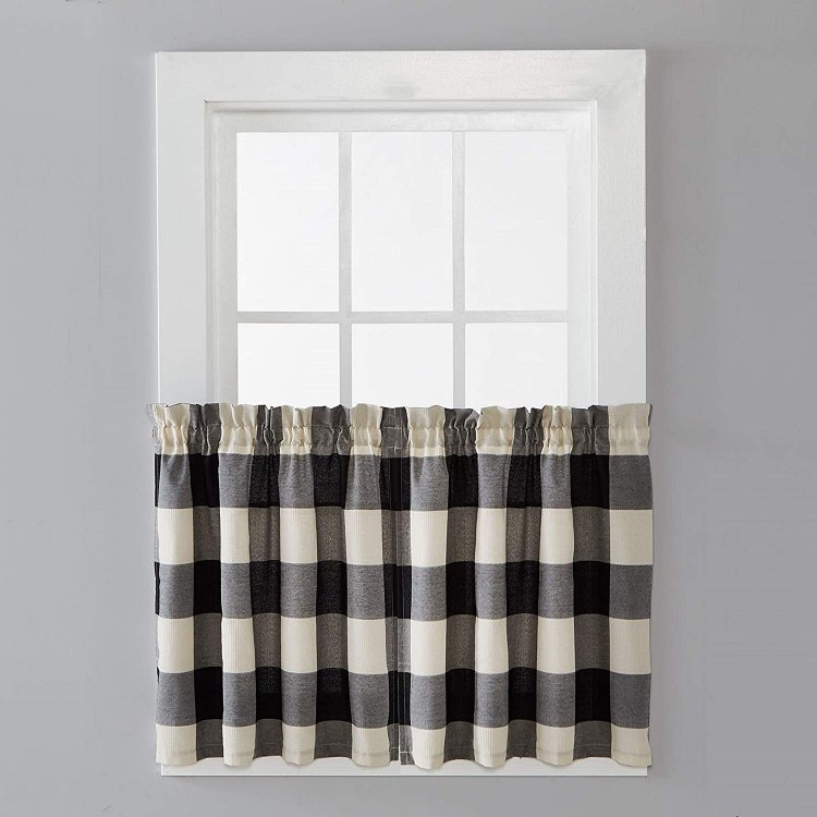 SKL HOME by Saturday Knight Ltd. Grandin Curtain Tier Pair 57x24 Black Natural