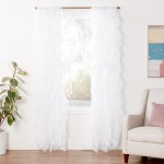 Sweet Home Collection 2 Pack Window Treatment Sheer Cascading Panel Vertical Ruffled Curtains in Many Sizes and Colors 84 in x 50 in White