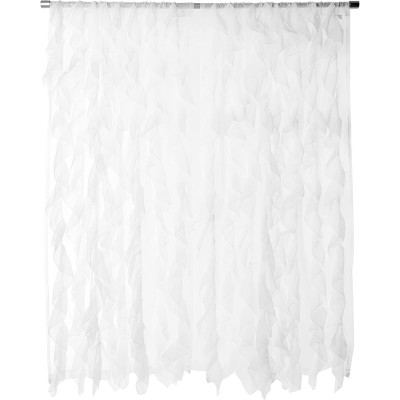 Sweet Home Collection 2 Pack Window Treatment Sheer Cascading Panel Vertical Ruffled Curtains in Many Sizes and Colors 84 in x 50 in White