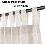 Tab Top Natural Linen Blended Airy Curtains for Living Room Home Decor Soft Rich Material Light Reducing Bedroom Drape Panels Set of 2 52 x 84 -Inch Natural Pattern