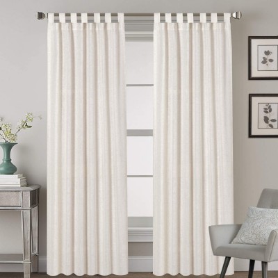 Tab Top Natural Linen Blended Airy Curtains for Living Room Home Decor Soft Rich Material Light Reducing Bedroom Drape Panels Set of 2 52 x 84 -Inch Natural Pattern
