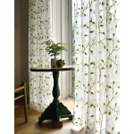TIYANA Ivy Leaf Embroidered Sheer Panel 84 inch Long Window Crushed Gauze Room Curtain Voile Tulle Window Drapery Rod Pocket 1 Panel Green Leaf White Sheer W40 x L84 inch
