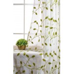 TIYANA Ivy Leaf Embroidered Sheer Panel 84 inch Long Window Crushed Gauze Room Curtain Voile Tulle Window Drapery Rod Pocket 1 Panel Green Leaf White Sheer W40 x L84 inch