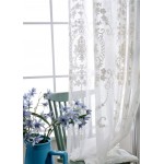 Victorian Design Sheer Curtain Luxurious Pattern Embroidered Rod Pocket Top Breathable Window Decoration For Living Room Bedroom and Office 1 Panel 50x84 inch White Bottom+Silver Embroidery