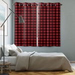 Window Curtain Buffalo Plaid Red and Black Checker Home Decor Draperies 2 Panels Set for Living Room Bedroom