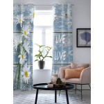 Window Curtain White Daisy Live Love Laugh Home Decor Grommet Draperies 2 Panels Set for Living Room Bedroom Rustic Blue Wood Planks