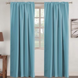 Window Treatment Solid Blackout Curtains for Kids Room Noise Reducing Back Tab Blackout Draperies Turquoise Window Panels for Nursery & Infant Care,2 Panel Aqua 52" W x 84" L