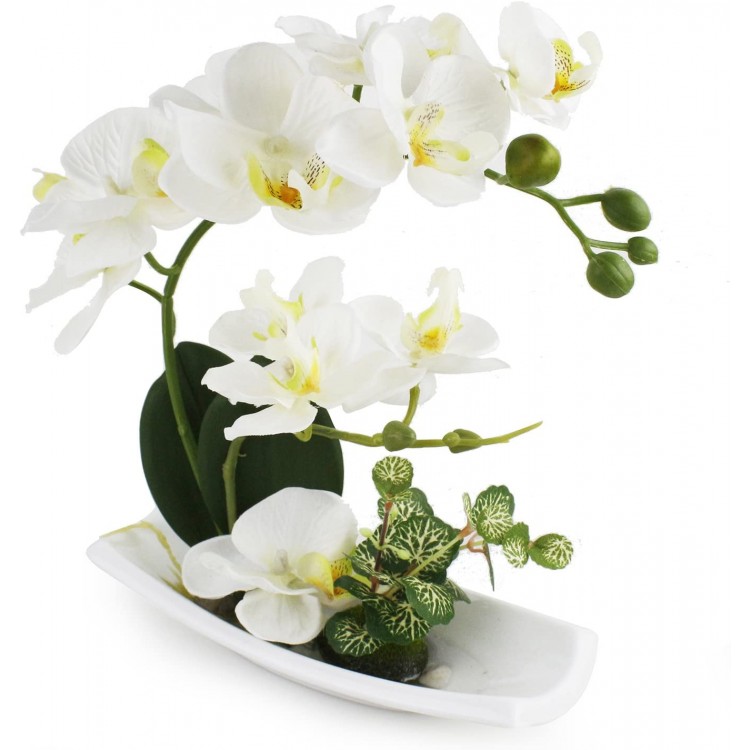 Artificial Orchids Faux Orchid White Orchid Arrangements for Kitchen Table Centerpiece Silk Fake Flowers for Decoration Home Decor Office Wedding Vivid