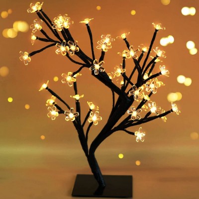 Bright Zeal 18" Battery Operated LED Cherry Blossom Tree Lights 6hr Timer Bonsai Lighted Tree Lighted Cherry Blossom Tree Light Tabletop LED Tree Lamp Home Decor Artificial Plants Light BZY