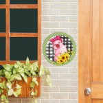 Cute Pig with Sunflower Round Metal Sign Irish Decor Farmhouse Plaid Metal Wreath Signs Welcome Sign Metal Wall Art March 17 Home Decor for Living Room Porch Bedroom Housewarming Gift,9''