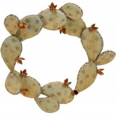 Desert Steel Prickly Pear Wreath Holiday Home Decor Accent 16" Wreath