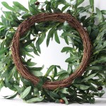 Flueyer 22inch Artificial Olive Wreath Olive Branch Greenery Wreath with Olive Fruit Front Door Wreaths for All Seasons for Wedding Wall Home Decor