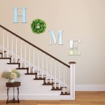 Home Sign Letters with Artificial Green Wreath for O Modern Farmhouse Bedroom Wall Decor Acrylic Mirror Living Room Wall Decor Christmas Decoration Wall Sign Rustic Home Wall Decor Silver
