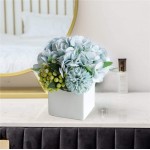 LADADA Fake Peony Flowers in Ceramic Vase,Faux Hydrangea Flower Arrangements for Home Decor Artificial Flowers with Vase