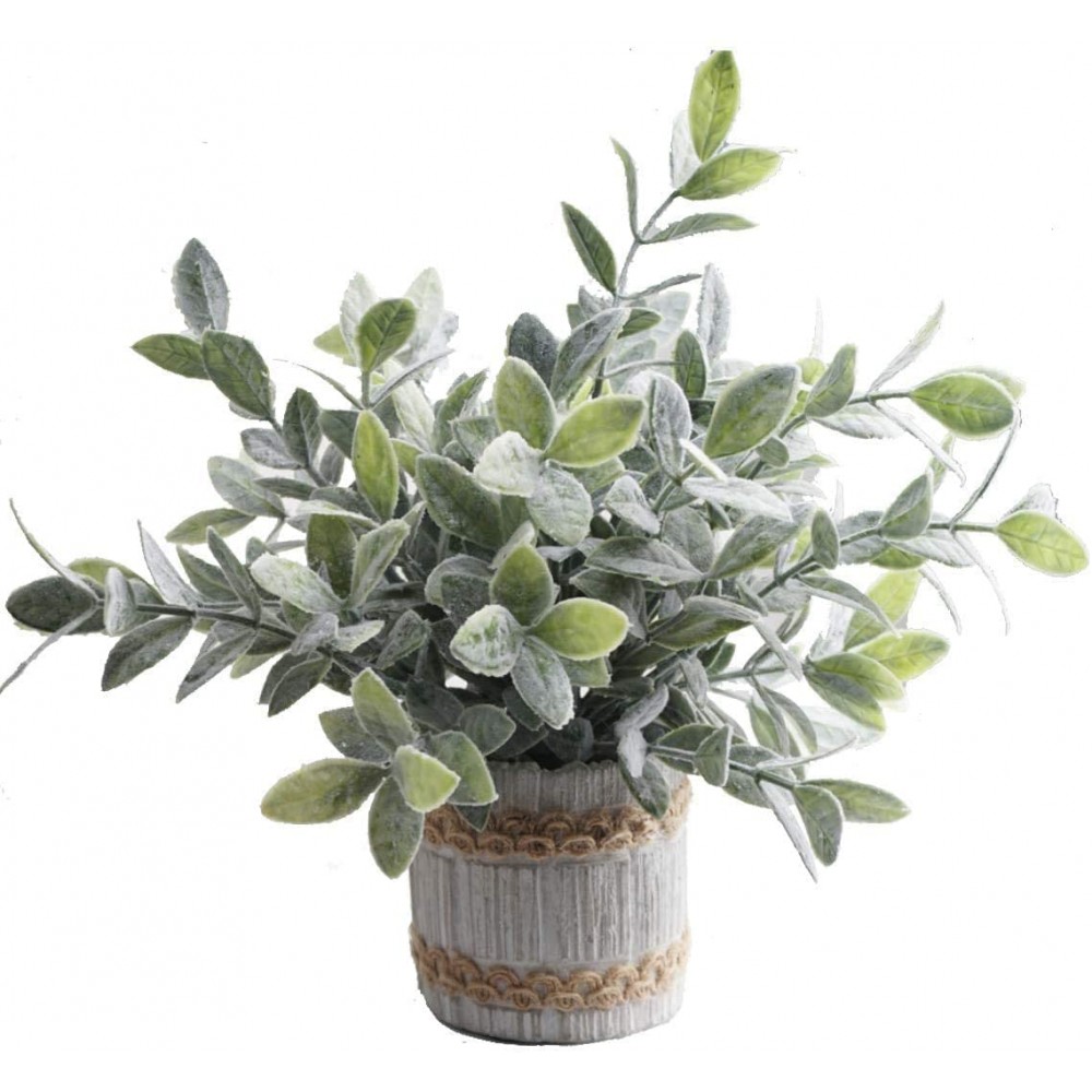 MIAIU Small Potted Artificial Plants Plastic Fake Greenery Topiary Shrubs for Home Office Farmhouse Bathroom Tabletop Indoor Decor Green Rosemary