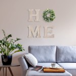 Wooden Home Sign Wall Hanging Decor Wood Home Letters for Wall Art with Artificial Eucalyptus Wreath Rustic Home Decor Farmhouse Wall Decor for Living Room Entryway Housewarming Gift Natural