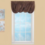Collections Etc Scoop Two-Piece Rod Pocket Solid-Colored Sheer Valances for Windows Decorative Accent and Added Privacy for Any Room in Home Chocolate