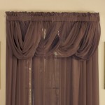 Collections Etc Scoop Two-Piece Rod Pocket Solid-Colored Sheer Valances for Windows Decorative Accent and Added Privacy for Any Room in Home Chocolate