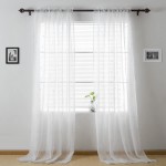 Deconovo White Rod Pocket Voile Drape Grey Star Embroideried Sheer Curtains for Bedroom 52x96