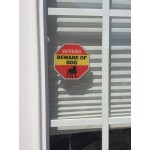 Beware of Dog Warning Window Sticker- 5 Inches Round Beware of Pitbull Inside Window Cling Easy to Remove Vinyl Decal