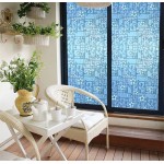 DuoFire® Decorative Repositionable Stained Non-adhesive Privacy Glass Window Film DKP107-35.5 X 78.5 Inch