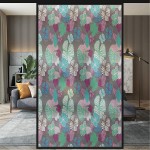 Exotic Stain Glass Window Film Privacy Multicolor for Home Office Glass Door Window Sticker Decorative 35.4 x 78.7 in