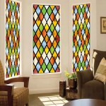 lsrrret Stained Glass Window Film,Decorative Privacy Film Static Cling Glass Sticker Colourful Rhombus Diamond Pattern for Glass Door Home House Ofiice 23.6in X70.9in