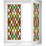lsrrret Stained Glass Window Film,Decorative Privacy Film Static Cling Glass Sticker Colourful Rhombus Diamond Pattern for Glass Door Home House Ofiice 23.6in X70.9in