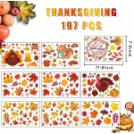 OEAGO 197 PCS 9 Sheets Fall Decor Decorations for Home,Fall Thanksgiving Window Clings Stickers Autumn Leaves Turkey Acorns Window Clings Home School Office Thanksgiving Party Decor Supplies