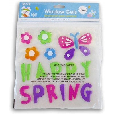 Spring Themed ''Happy Spring'' with Butterfly Accent Gel Window Clings 20 Piece