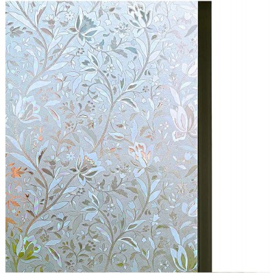 Window Film Privacy Non-Adhesive Static Cling Window Film 23.6" by 118" Glass Film Decorative Window Films Heat Control for Home Kitchen Office