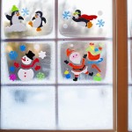 YUESUO 6 PCS Christmas Window Gel Clings Happy Holiday Gel Stickers Merry Christmas Party Favor Santa Claus Tree Presents Decorations for Home Office Windows Mirrors Christmas Decorations Clearance