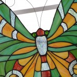Bieye W10026 Swallowtail Mariposa Butterfly Tiffany Style Stained Glass Window Panel Hangings with Chain 22 W x 20 H Green