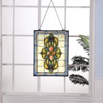 Bieye W10030 Victorian Tiffany Style Stained Glass Window Panel Hangings with Chain 18W x 25H