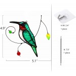 HAOSUM Hummingbird Stained Glass Window Hangings Handmade Hummingbird Gift for Mom,Birds Decoration Outdoor Indoor Ornament for Kitchen Window,Green Unique Birthday Gifts for Women 5×5 INCH