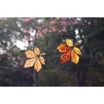 HAOSUM Maple Leaves Suncatcher Stained Glass Window Hangings Home Decorations,Fall Decor Gifts for Women
