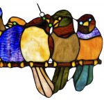 RIVER OF GOODS Birds on a Wire Stained Glass Window Hanging 24.25” L x 9.5 H Window Suncatcher Bold Home Decor