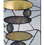 RIVER OF GOODS Zen Stained Glass Panel 18 H Rock Garden Window Suncatcher Grey and Yellow