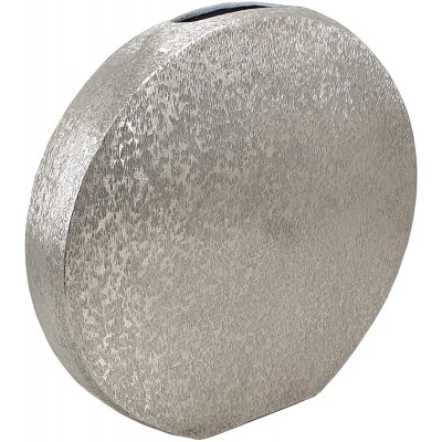 A&B Home Silver Disk Vase Disk Shaped Aluminum Vase Tabletop Home Décor Bedroom Living Room Kitchen Accent Piece 16" x 2" x 15"