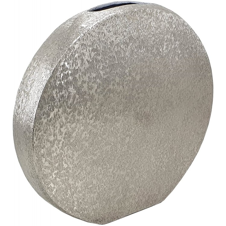 A&B Home Silver Disk Vase Disk Shaped Aluminum Vase Tabletop Home Décor Bedroom Living Room Kitchen Accent Piece 16 x 2 x 15