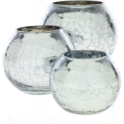 Accent Decor Decorative Crackle Sphere Glass Vase for Wedding Decoration 6.25"x5" l Home Decoration l Hotel Decoration l Gift for Family and Friends l Elegant Style for Weddings 1