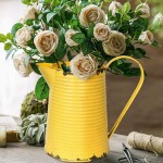 APSOONSELL Shabby Chic Decor Yellow Metal Flowers Vase Decorative Vintage Pitcher Rustic Farmhouse Decor for Home