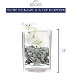 Badash Donald Crystal Vase 14 Tall Lead-Free Crystal and Aluminum Pocket-Shaped Cased Glass Vase Perfect Floral Vase & Home Decor Accent