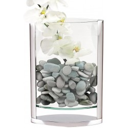 Badash Donald Crystal Vase 14" Tall Lead-Free Crystal and Aluminum Pocket-Shaped Cased Glass Vase Perfect Floral Vase & Home Decor Accent
