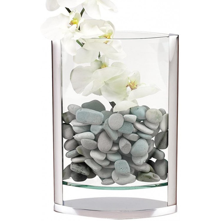 Badash Donald Crystal Vase 14 Tall Lead-Free Crystal and Aluminum Pocket-Shaped Cased Glass Vase Perfect Floral Vase & Home Decor Accent