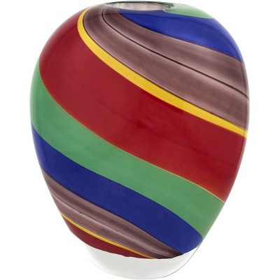 Badash Rainbow Murano-Style Art Glass Vase 8.5" Tall Mouth-Blown Glass Vase Contemporary Home Decor Accent Piece