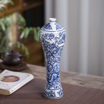 Blue and White Ceramic Vase for Flowers Tall Large Floor Dragon Vase Shelf Decor Accents Living Room Porcelain Modern Rustic Big Table Fireplace Farmhouse Dining Objects Rose Long Ginger Jar.