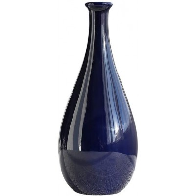 Blue Ceramic Flower Vase Simplicity Vertical Textured Vase for Home Decor,8 Inch Blue