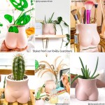 Butt Planter Body Vase Female Form Cheeky Flower Vases w Drainage Plug [Speckled Matte Pink Ceramic] Woman Booty Shaped Sculpture Modern Boho Decor Plant Pot Feminist Cute Minimalist Small Accent